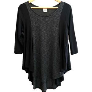 Et’ Lois Women’s Grey Black Heather Long Sleeve Pullover Tunic Top Sz S NWT🏷